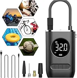 Calibrador de Pneus Digital Portátil – Compressor de Ar Premium Recarregável com Lanterna LED para Carro, Moto e Bike