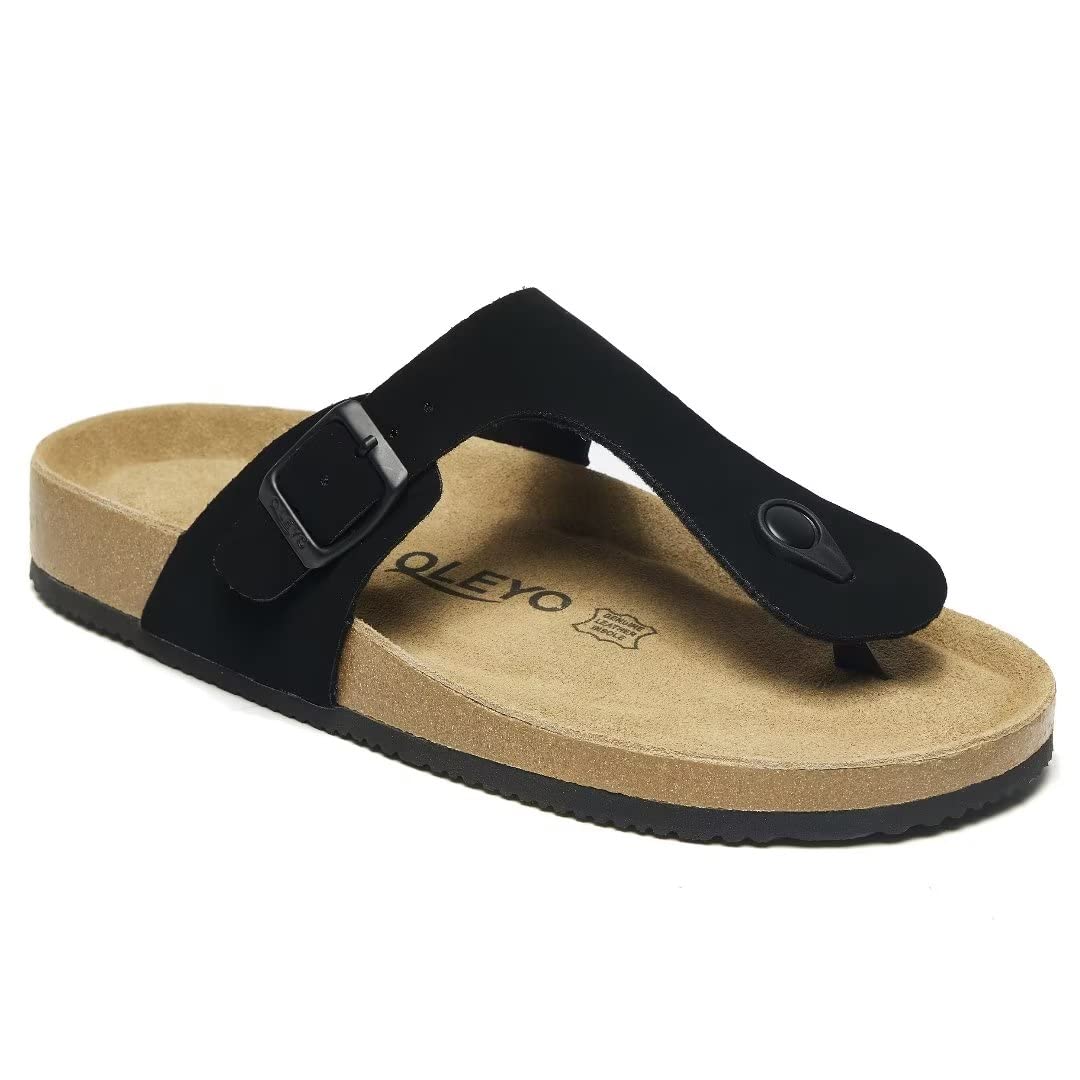 QLEYO Women's Comfort Arch Support Cork Footbed Sandals, Comfortable