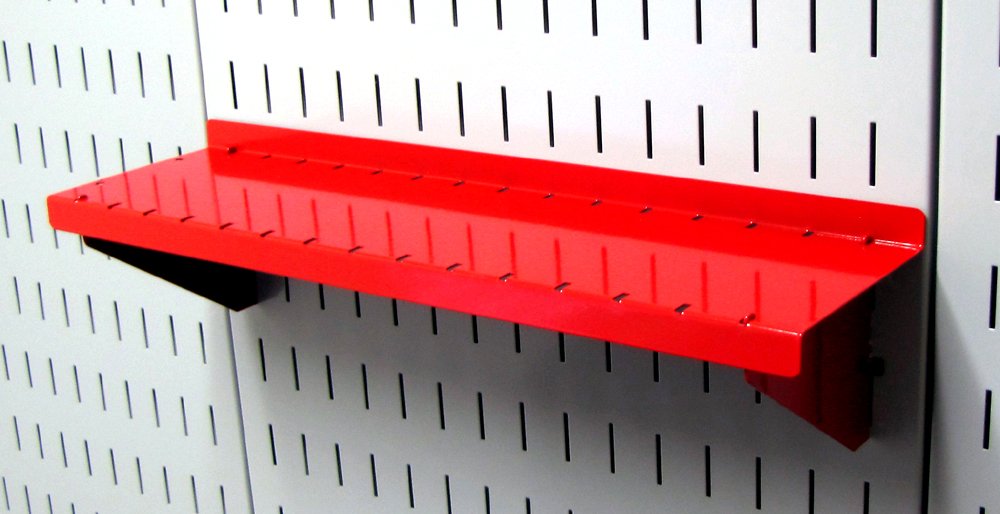 Wall Control ASM-SH-1604 R 4" Deep Pegboard Shelf Assembly Pegboard Only, Red, 4in x 16in - Image 4