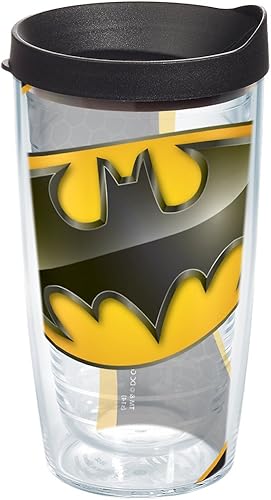 Tervis DC Comics - Vaso aislado de doble pared con logotipo de Batman fabricado en Estados Unidos, mantiene las bebidas frías y calientes, 16 onzas,