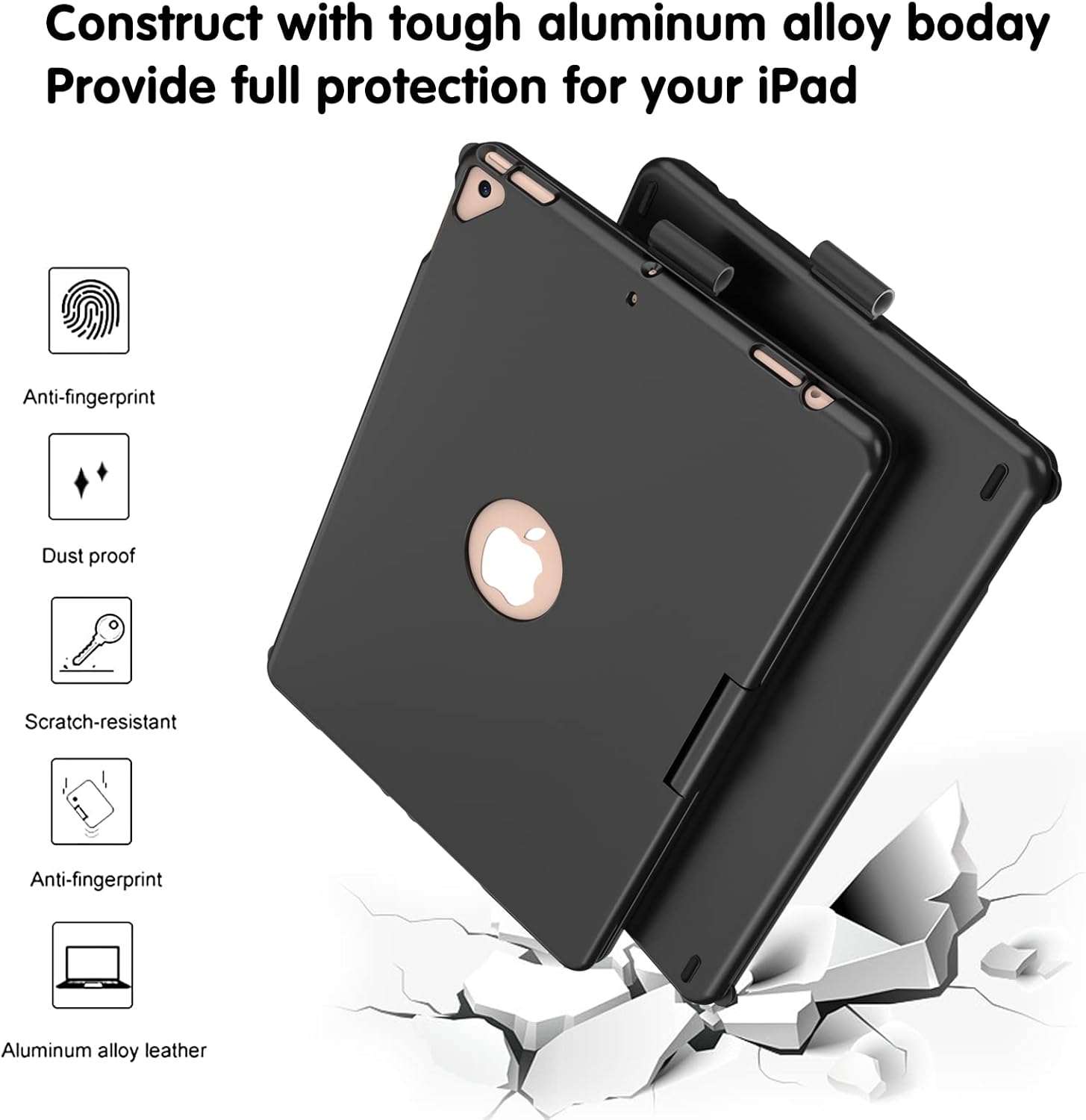 Keyboard Case for iPad 9th Generation,7 Color Backlight iPad Keyboard for 10.2-inch 9th /8th /7th /Air 3/Pro 10.5-inch,360° Rotatable Protective Cover with Apple Pencil Holder(Black) - Image 2