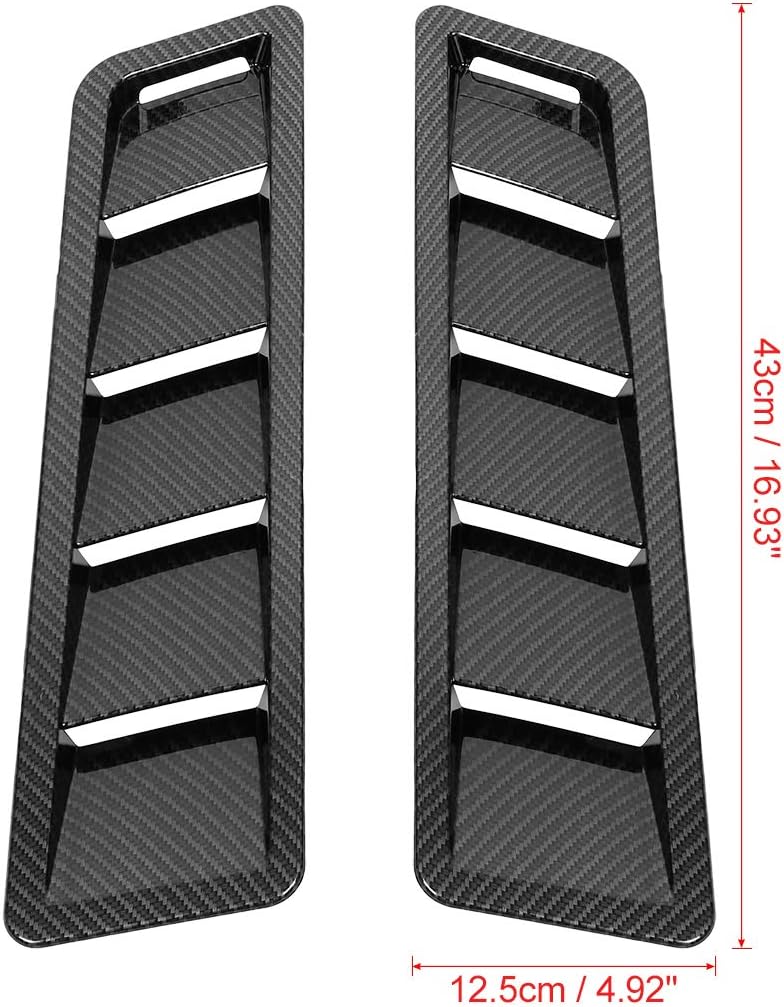 X AUTOHAUX 2pcs Car Hood Scoop Air Vent Blinds Bonnet Louvers Cover Decorative Universal Carbon Fiber Pattern