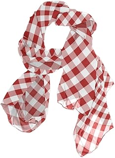 ALAZA White Red Gingham Plaid Sheer Scarves Shawl Wrap Women Infinity Oblong Chiffon Scarf for Outdoor