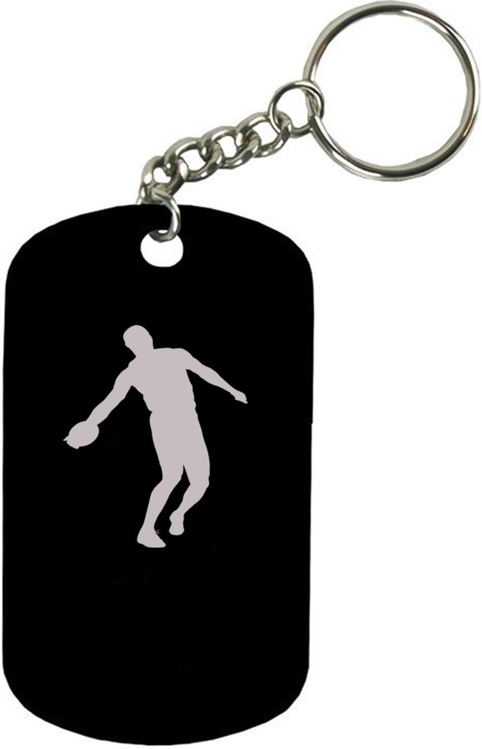 Personalized Engraved Custom Discus, Track 2-inch Colored Anodized Aluminum Customizable Keychain Dog Tag, Black