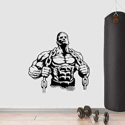 Miniatura 1 de Bodybuilder Wall Decal Vinyl Sticker Man With Chain Gym Fitness Workout Wall Art Strong Health Motivational Decor Bodybuilding Poster Sign Stencil