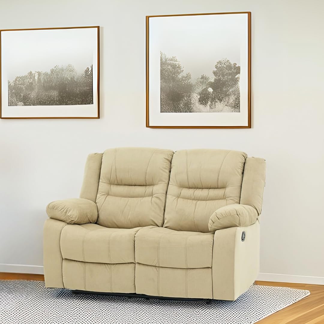 Royaloak Melaka Malaysian Fabric Recliner 2 Seater | Tufted Design with High-Density Foam & Plush Armrests | Smooth Manual Reclining Chair with Sturdy Metal Base & Pocket Springs Support-image-10