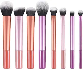 Kit de Pincéis de Maquiagem 8 Peças - Cerdas Sintéticas Macias - Completo para Todos os Tipos de Make