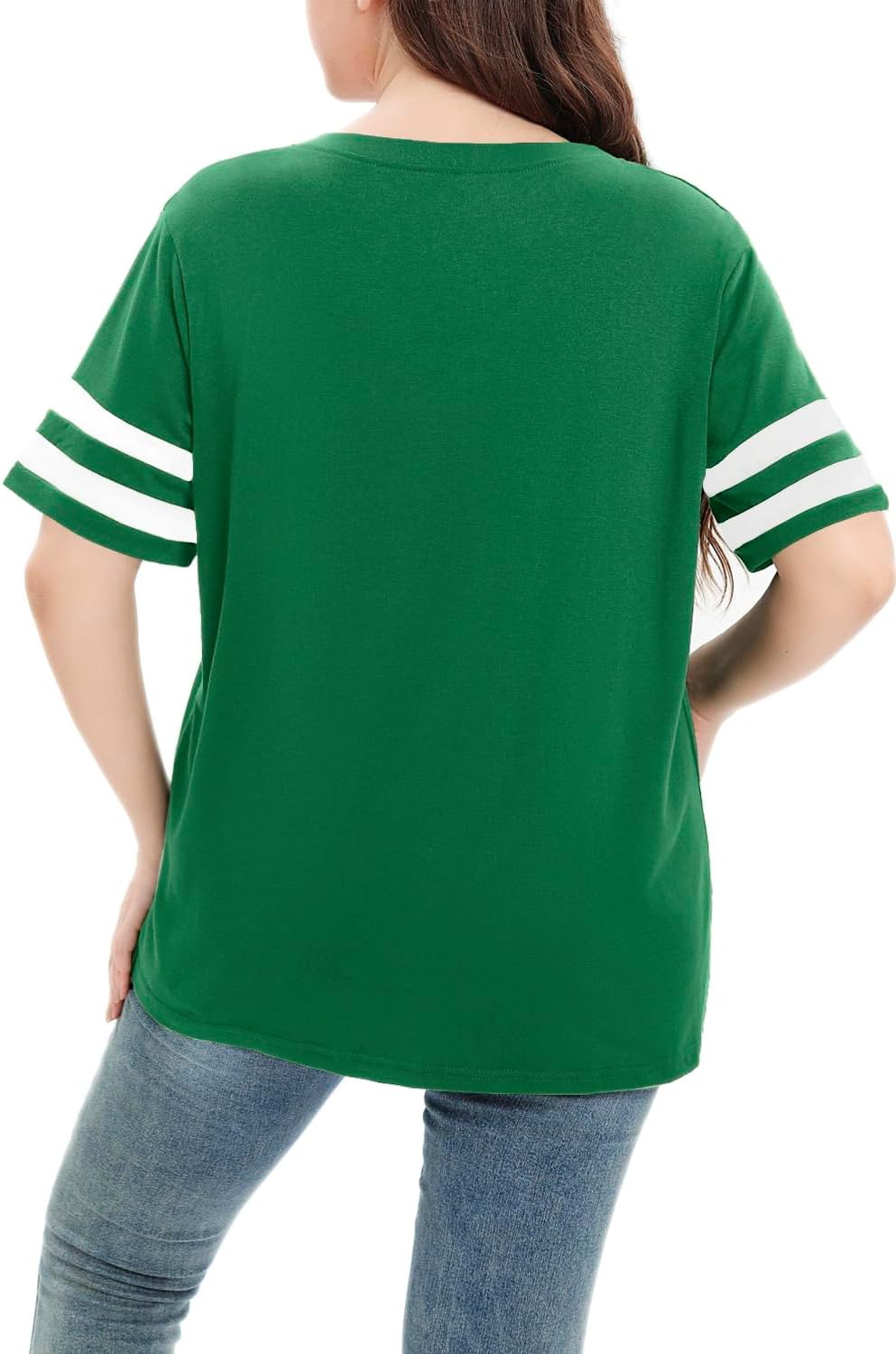 Womens Plus Size Tops Summer Short Sleeve Casual Loose Tunic V Neck Tee T Shirts 1X-5X - Image 3