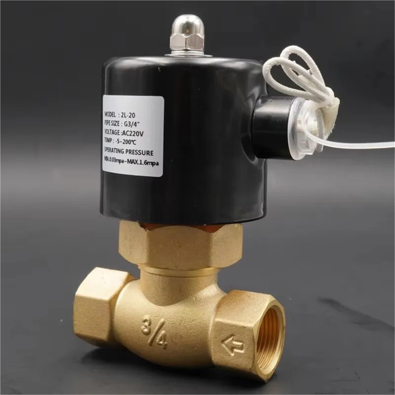 Wysokotemperaturowy zawór elektromagnetyczny DC 24 V AC 220 V, 1/2" 3/4" 1", normalnie zamknięty, do cieczy parowej lub gazu | Zawór magnetyczny (1/2", DC 24 V)
