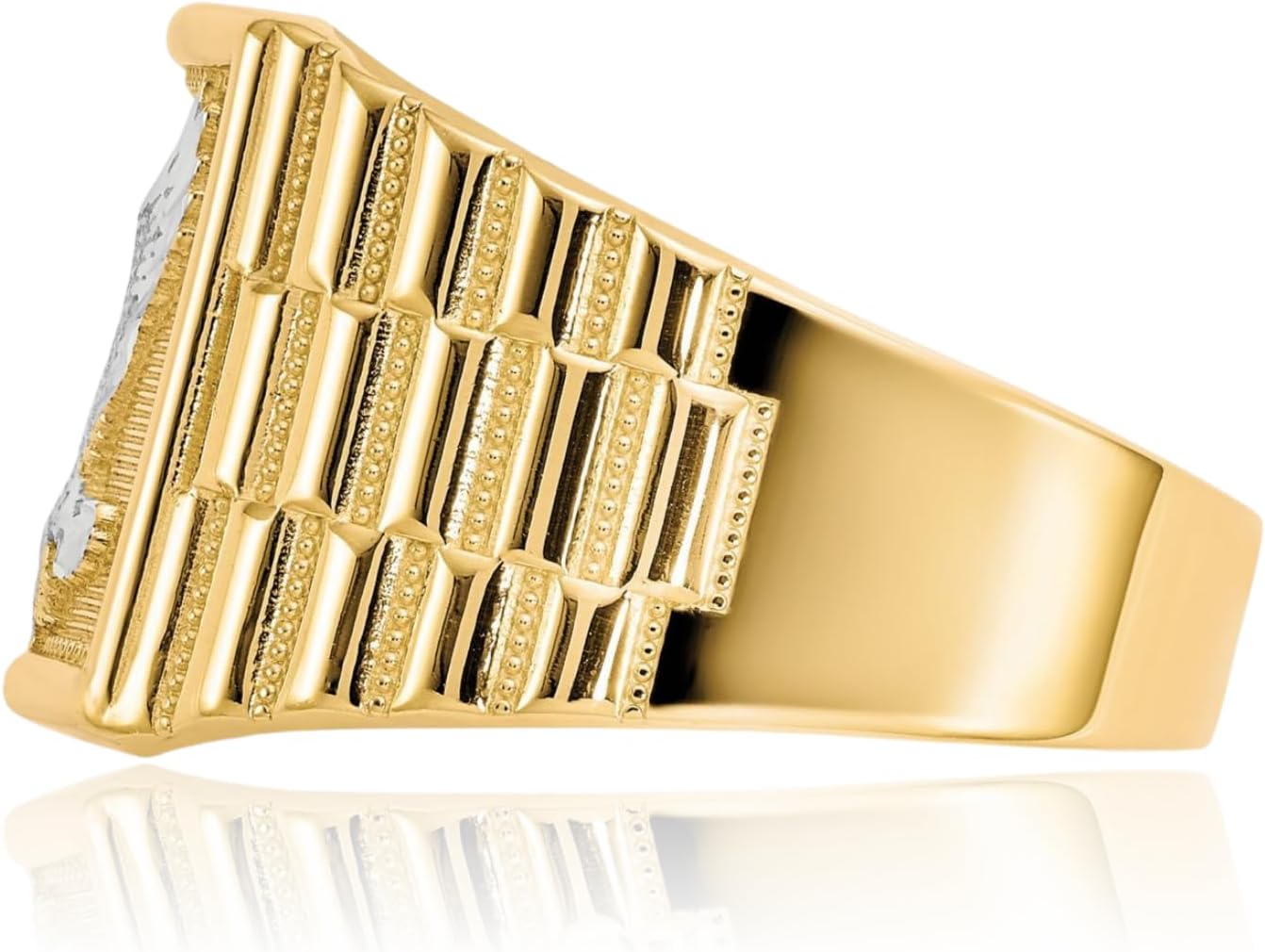 IceCarats 10K Solid Yellow Gold Eagle Signet Ring 4mm Band Polished