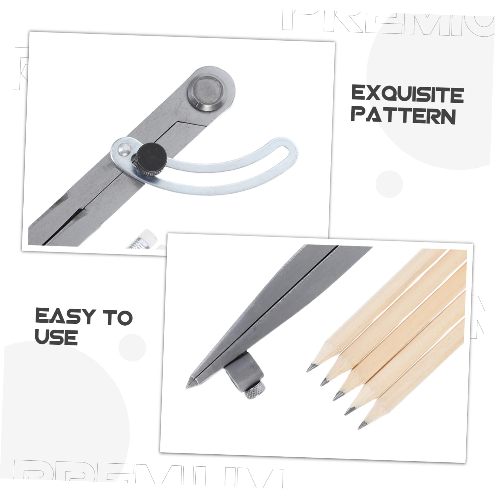Compasso con Bracci in Acciaio al Carbonio con Porta Matita | Set da 1 Pezzo con 5 Matite, per Disegno Geometrico e Tecnico, Uso Architettonico