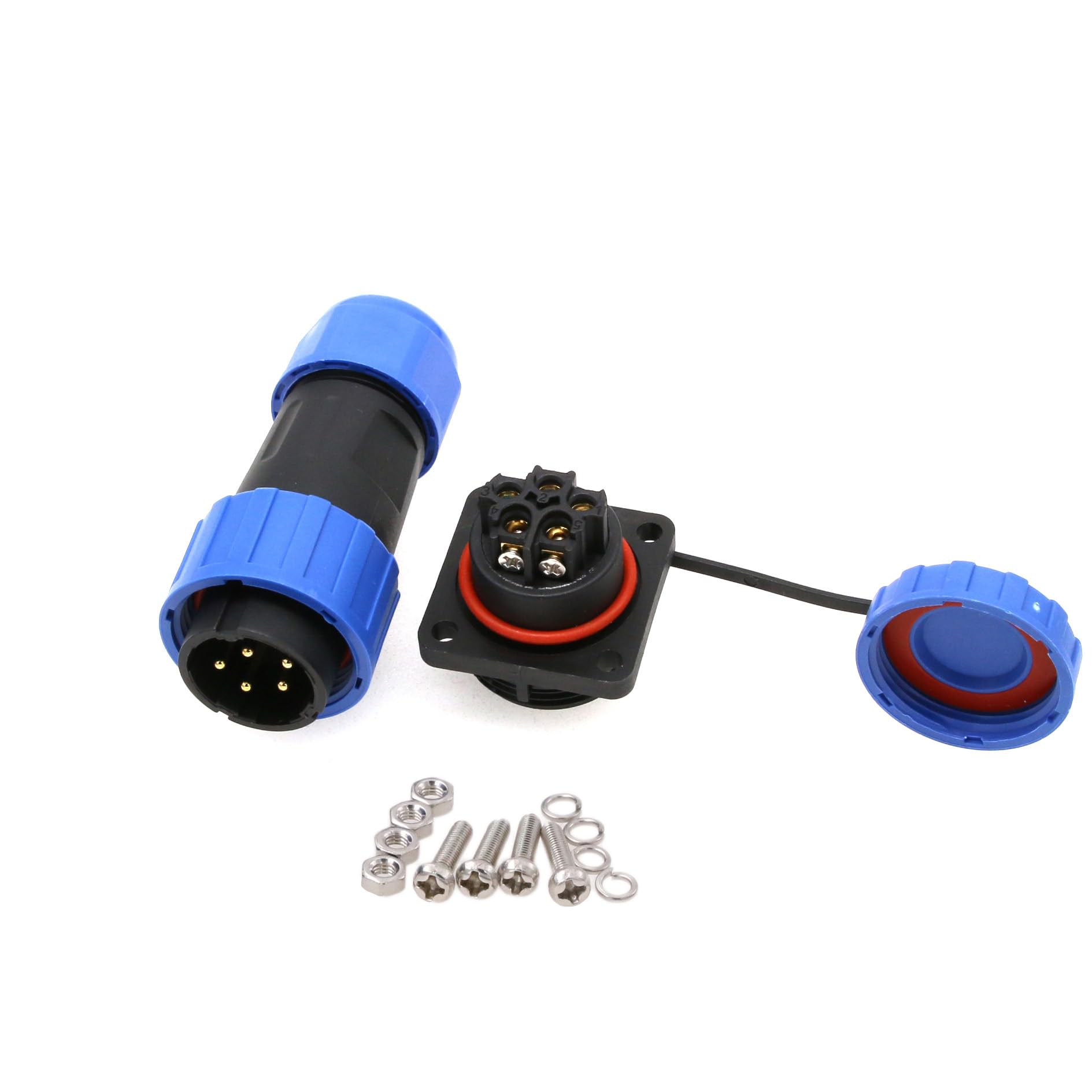 HangTon TY20 5 Pin 10A Aviation Waterproof Connector Male Female Cable Plug Socket for Electrical Power Outdoor Device 14 AWG Wire