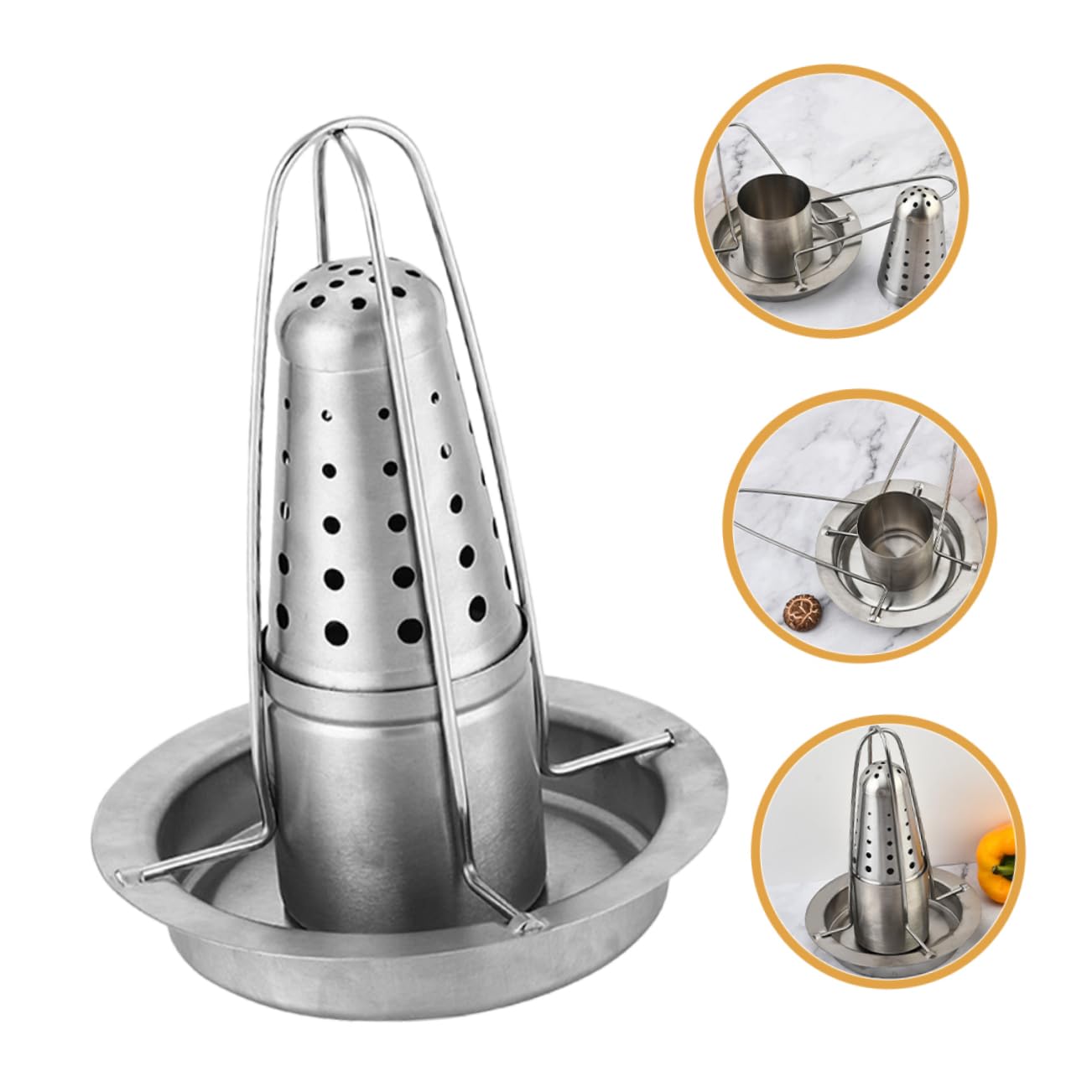 BESPORTBLE Supporto per Pollo in Acciaio Inox, Griglia Leggera e Compatta per Barbecue all’Aperto, Resistente e Facile da Pulire