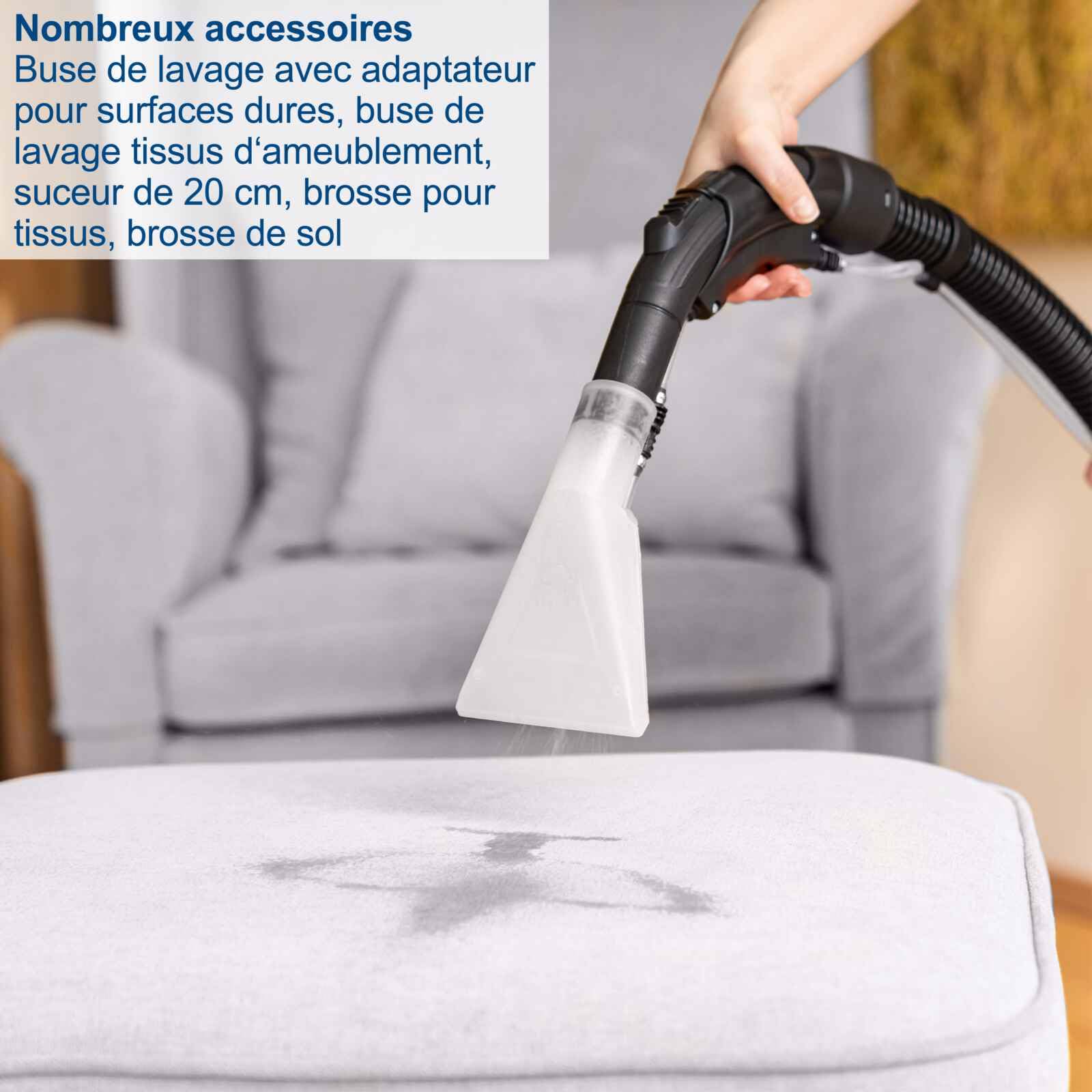 Scheppach Aspirateur injecteur-extracteur SprayVac20-1600 W - 5 en 1 - Vaporisateur, nettoyage du filtre, fonction soufflage - Filtres inclus