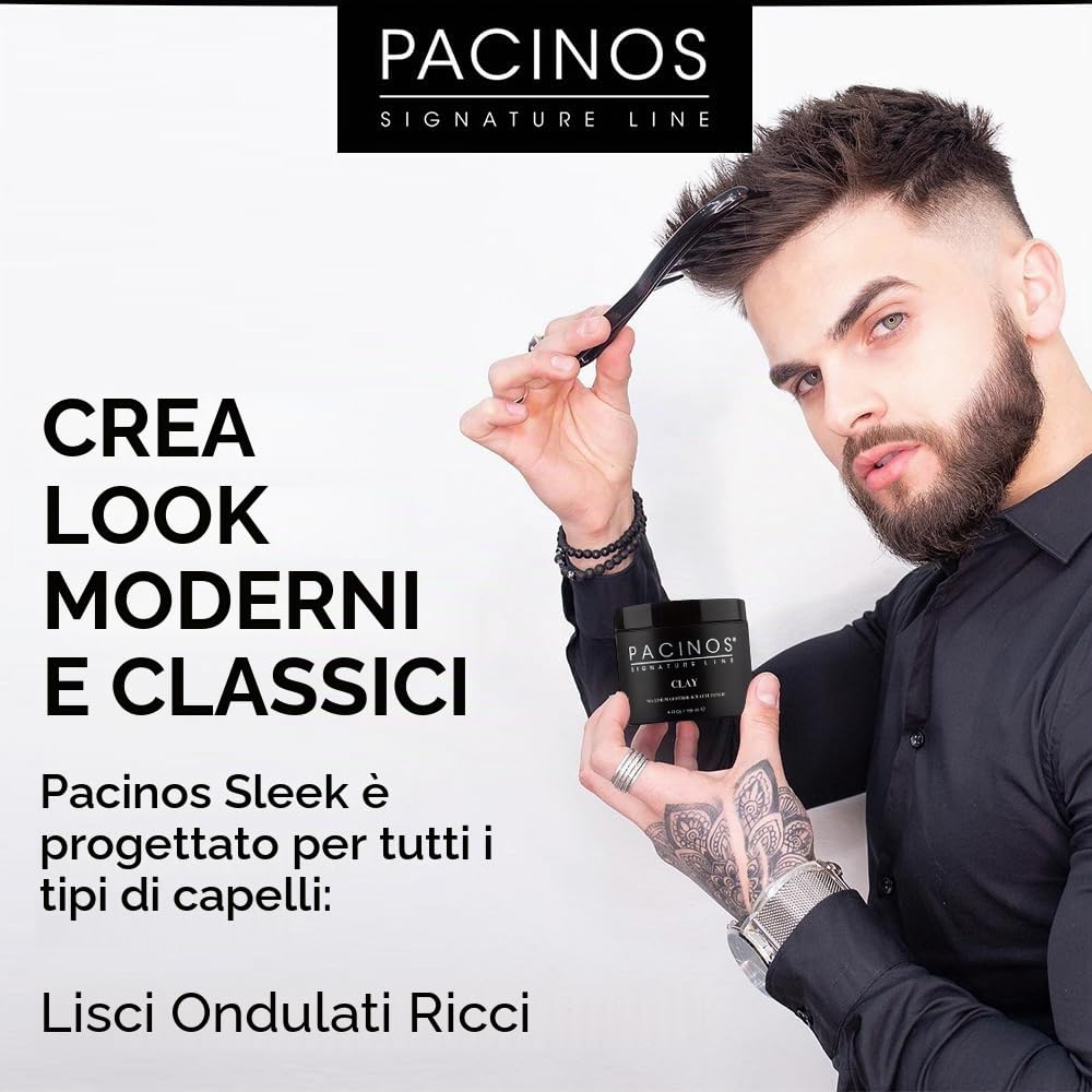 Pacinos Sleek Pomade Men 118ml - Extra Hold & Shine Finish - per tutti i tipi di capelli - pomata a base d'acqua - pomata per barba - fragranza fruttata - gel capelli - cera per capelli Uomo