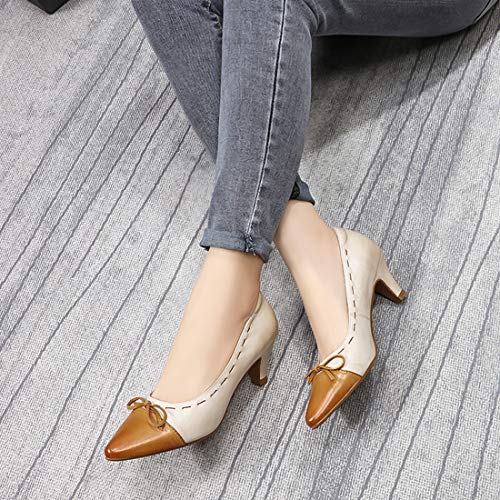 Image of Mona flying Women's Leather Elegant Bowknot Pointed Toe Dress Pumps Heels