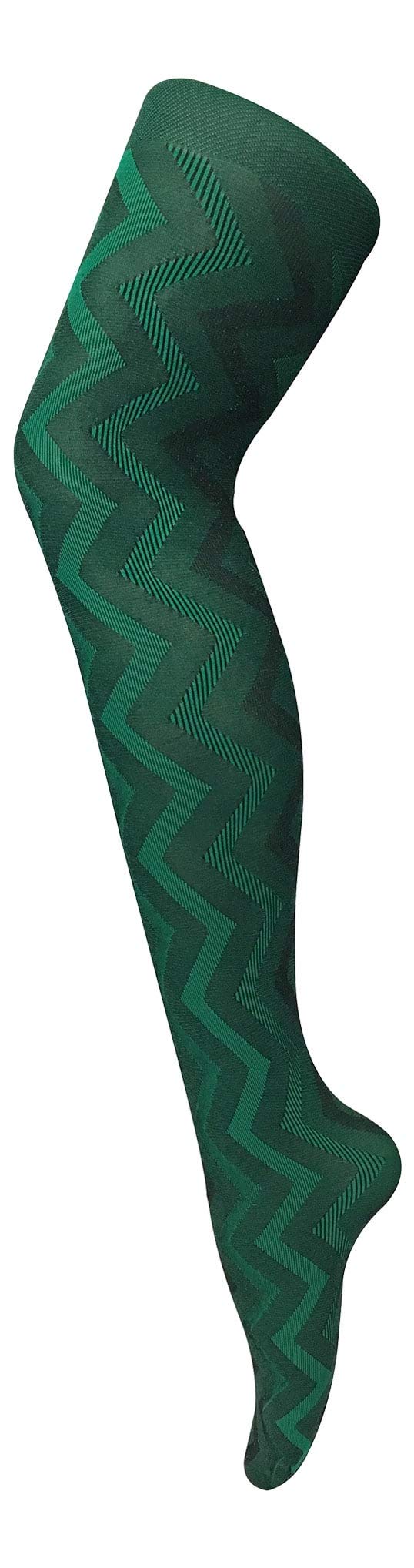 Sock Snob Women's Opaque Patterned Tights - Bottle Green - Size 18-22