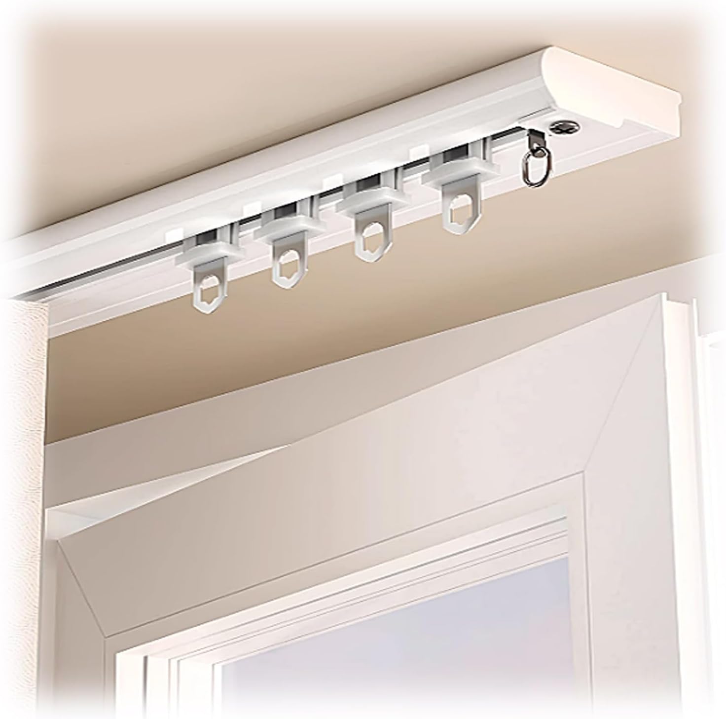 Ultra-Thin Curtain Track Room Divider Curtains Rails Curtain Rods for Windows Room Divider Track for Bedroom Living Room Office(White,150cm/59in)