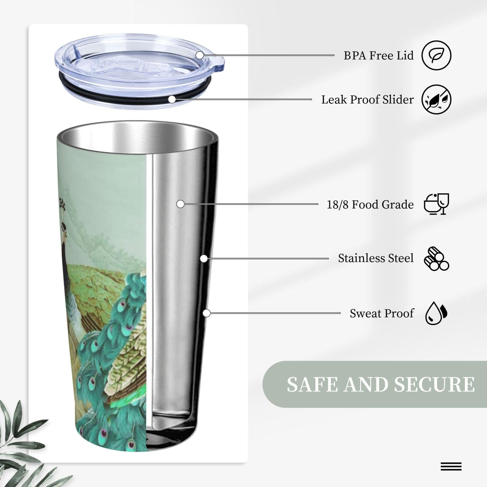 Borraccia Termica In Acciaio Inox BJPKPK 850 Ml – Tazza Da Viaggio Isolata A Doppia Parete Con 2 Coperchi E Cannuccia, Colore Menta - 4