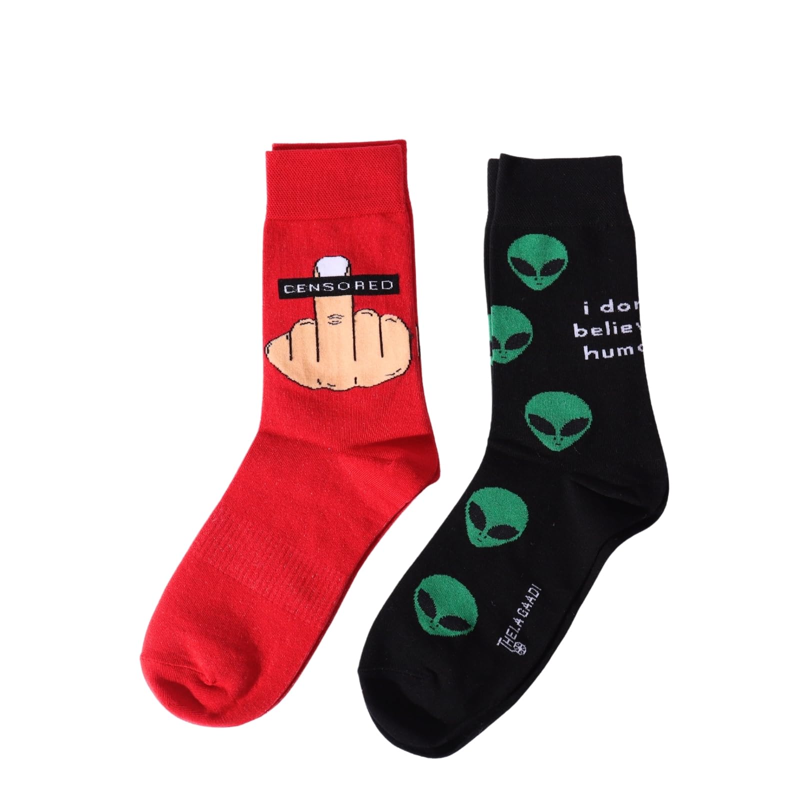 Thela Gaadi Pure Cotton Printed Socks for Men & Women | Unisex, Free Size, Crew Length Funky Socks | Odour Free, Breathable Quirky Socks | Pack of 2-picture-11