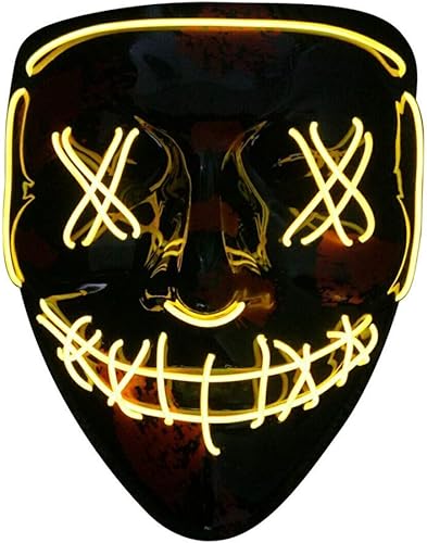 Miniatura 10 de Máscara de miedo de Halloween con luz LED, máscara de purga LED, máscara de purga LED, alambre de luz para festivales, cosplay, disfraces, fiestas
