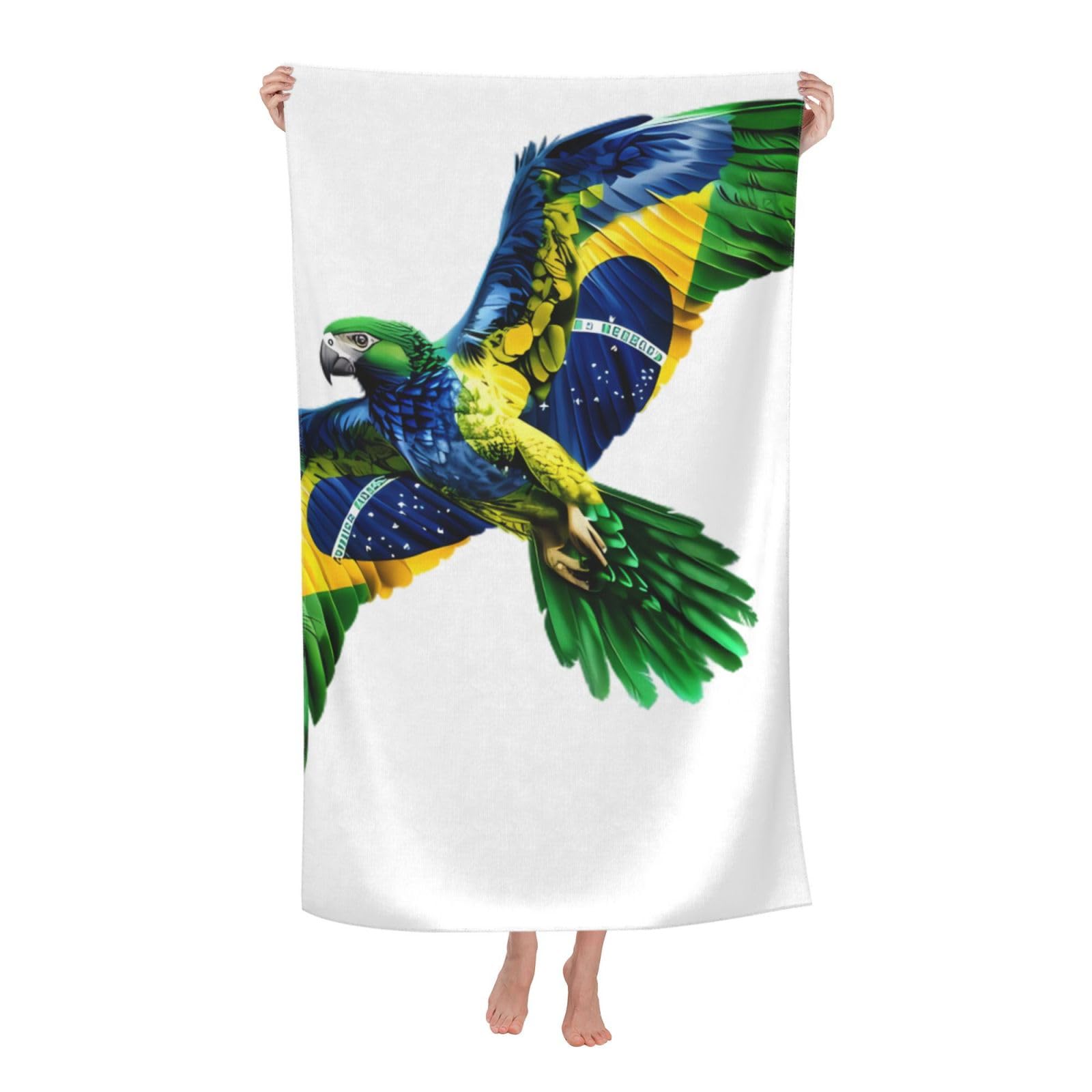 LSRCPD Beach Towel Brazil Flag Eagle Microfiber Beach Towels Blanket Oversized Tropical Big Extra Large XL Pool Towels Quick Dry Sandproof for Women Girls Kids