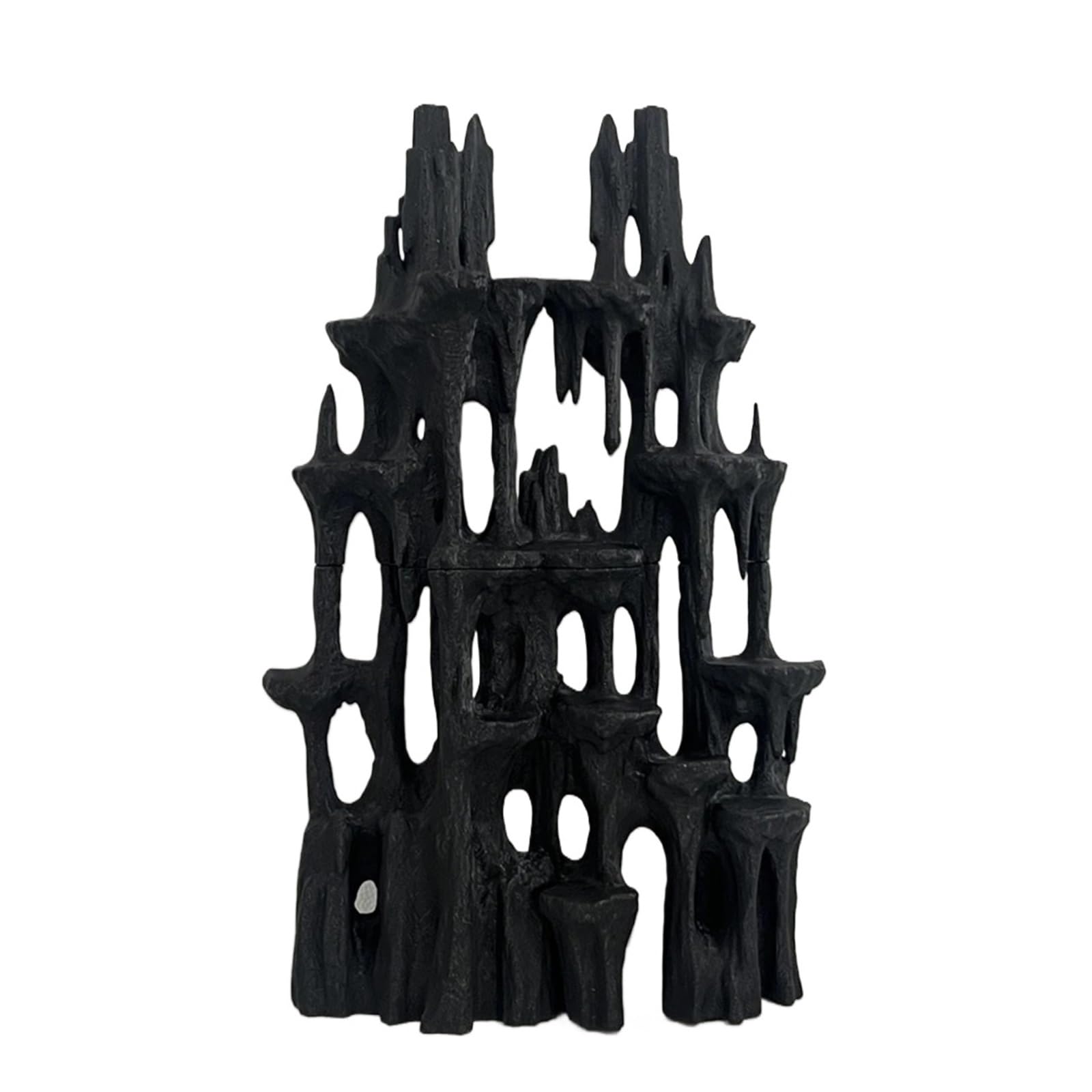 QuxetlRyz Aquarium Tunnel Decoration 3D Printed Aquarium Mountain View Stone Fish Tank Decoration Ornament Small Shrimp Play Hideout Rockery Landscape(Black)