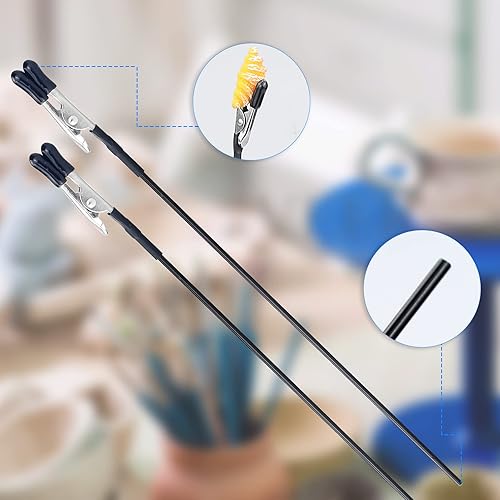 Miniatura 5 de 45 barras de clip de cocodrilo (puntas de goma mejoradas) para pintura de modelos y 1 cepillo de limpieza para aerógrafo, rociar, piezas de modelado