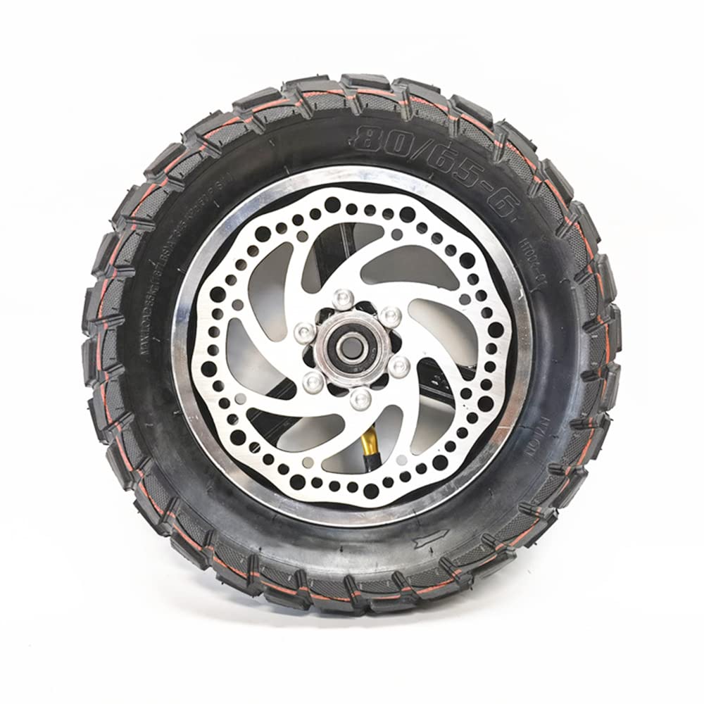 Pneu de Scooter électrique, Ensemble de Pneu tubeless 10 Pouces 80/65-6, moyeu de Roue en Aluminium, adapté aux Accessoires de Jeu de Roues de véhicule électrique/Drone/Robot, Frein à Disque B 10 mm