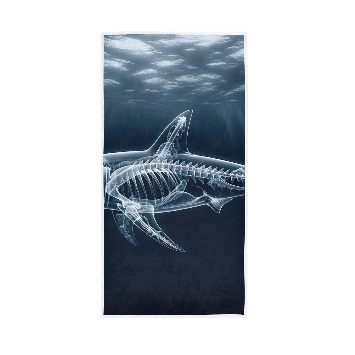 LSRCPD X Ray Shark Under Sea Hand Towels, 15 x 30 Inches, Soft Highly Absorbent Towels for Bathroom Gym Hotel