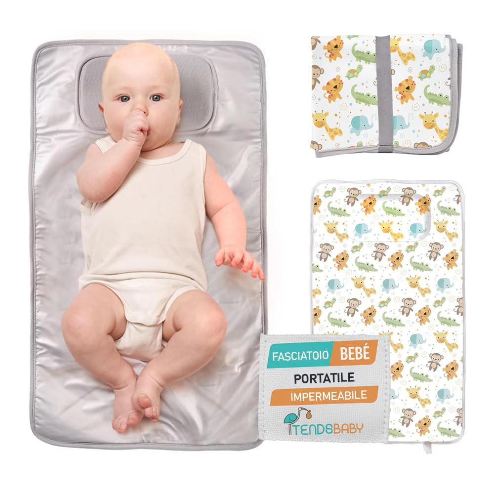 TENDS Fasciatoio Portatile Neonato - Fasciatoio Pieghevole e Impermeabile per Viaggio como Neonato Accessori Utili - Regalo Nascita Perfetto per Bimbo e Bimba - Fasciatoio neonato portatile