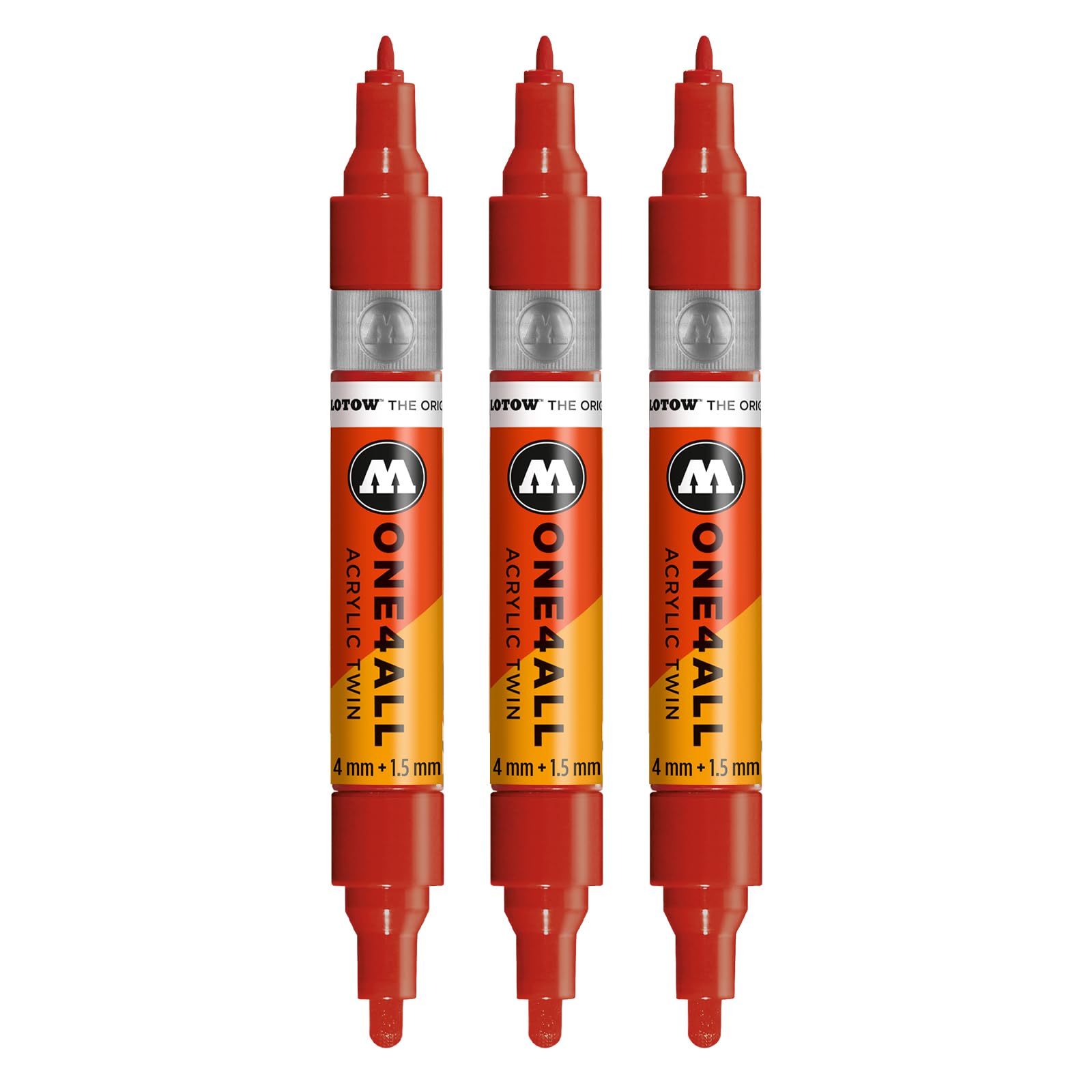 Molotow One4All Acrylic Twin Marker (1.5 and 4.0 mm Line, High Coverage and Permanent, Quick Drying, Refillable, for Almost All Surfaces) Pack of 3 Colour 245 Raspberry Red