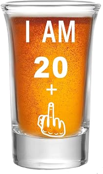 Hlukana 21st Birthday Shot Glass, Middle Finger Funny Gift, Perfect For Him, Her, Men, Women, Sister, Friend - 21st Birthday Decorations 1.5 oz