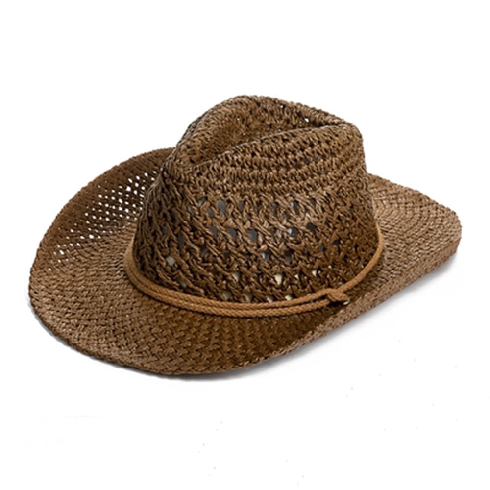 Cappello di Paglia da Donna Cappello da Cavaliere con Coulisse in Paglia Intrecciata retrò per attività All'aperto