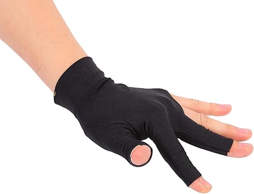 Miniatura 9 de Mesa de billar de 3 dedos de Spandex negro flexible para hombres y mujeres