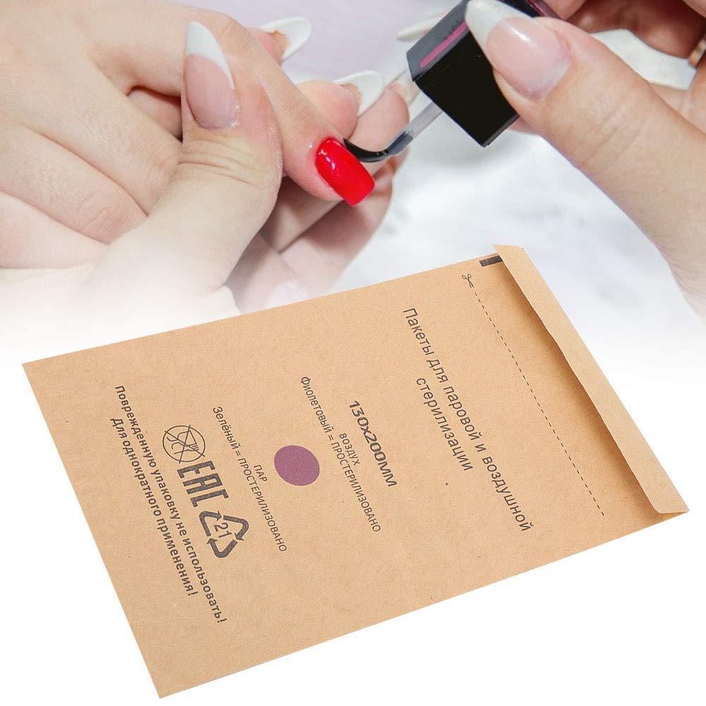 100pcs Sac de Stérilisation Jetable, Sac de Désinfection des Cosmétiques et des Outils à Ongles, Accessoire de Machine de Désinfection, Pour la Plupart des Types de Désinfection(75 * 150 mm)