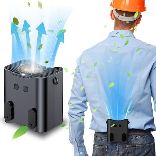 Potencia eólica 10 vecesVentilador con clip de cintura con luz, ventilador de cuello portátil recargable de 12000 mAH con clip en la cintura con