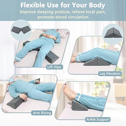 Miniatura 5 de KAAMOS Almohada de cuña de posicionamiento para cama de dormir lateral para adultos (2 en 1) Cuñas giratorias para ancianos almohadas de