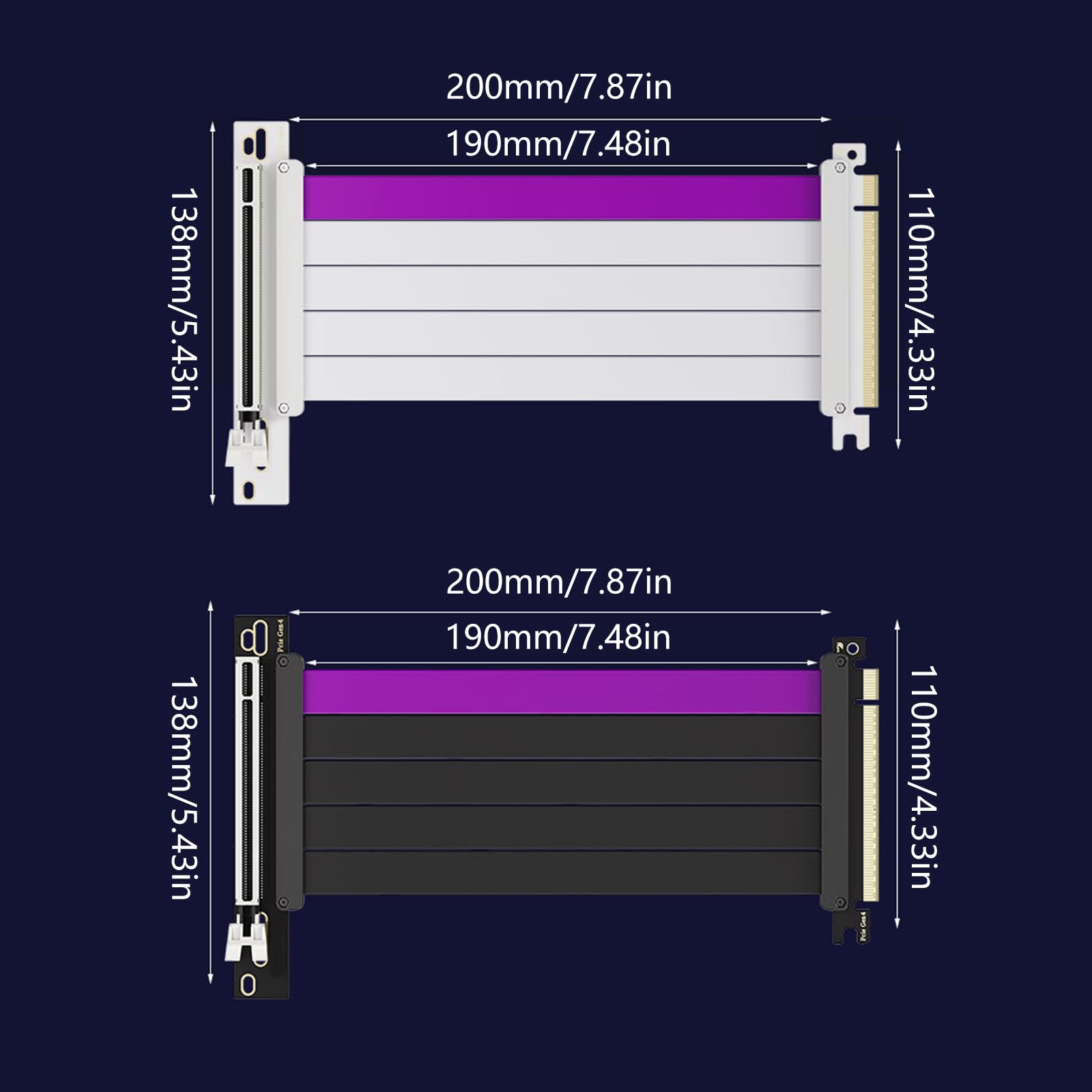 Cable flexible PCIe4.0x16 de 200 mm para una colocación de GPU mejorada y blindaje electromagnético GPU cable de extensión de instalación