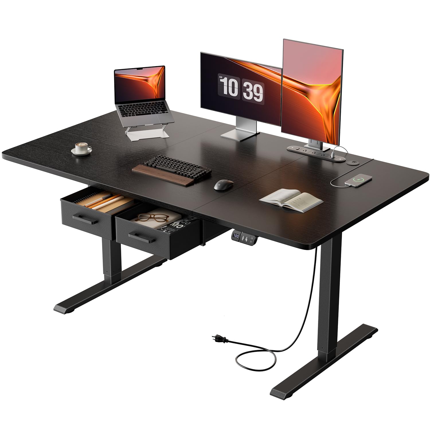 HLDIRECT Electric Standing Desk, 55x31 Inch, Black
