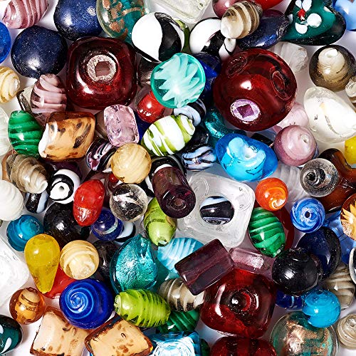 Craftdady 500g Mixed Shapes & Colors Lampwork Glass Beads Loose Beads Fit Most Major Charm Bracelets, 11-29x11-25mm, Hole: 0.5-4mm Random