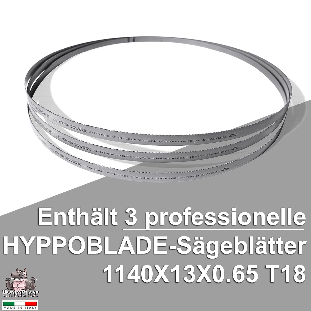Fraiser Hippoblade – 3er Set Bandsägeblätter Bimetall 1140 × 13 × 0,65 mm – für Metall (Eisen und Stahl) – Ersatz für Bandsägen PMB 1100, MBS 1100, MBS 1200, TE-MB 18, R2103 – 18 ZpZ
