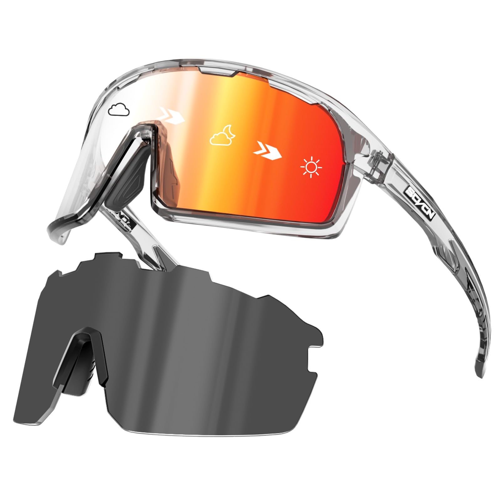 SCVCN Gafas Fotocromaticas Ciclismo Polarizadas Hombre Gafas MTB Mujer Gafas Bicicleta Montaña Gafas Bici Gafas Sol Ciclismo Gafas BTT TR90 Gafas Deportivas Lentes MTB Transparentes Gafas Running