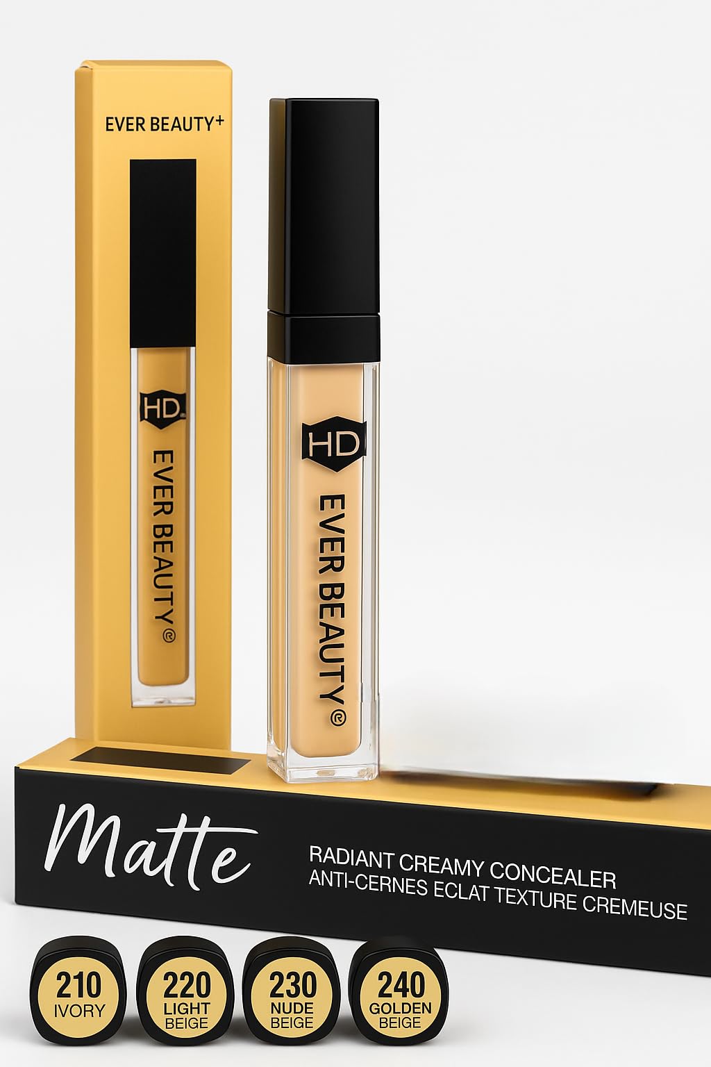 Ever Beauty HD Matte Concealer Set – 4 Shades (Ivory, Light Beige, Nude Beige, Golden Beige) – Full Coverage, Long Lasting, Flawless Finish
