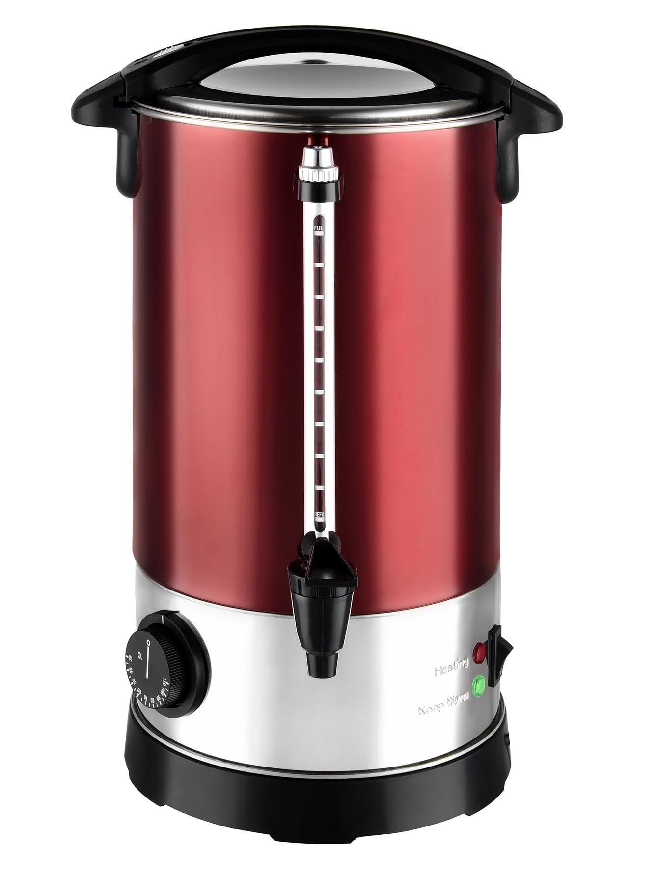 Kalorik TKG GW 910 IN Team Heißgetränke-und Glühweinautomat, Edelstahl, 6,8 Liter, 950, Metall, Kunststoff, 6.8 Liter, Metallic-rot