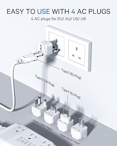 Miniatura 4 de DOACE Convertidor de voltaje de Estados Unidos a Europa, convertidor de 350 W para viajes europeos para rizadores y alisadores de cabello, adaptador