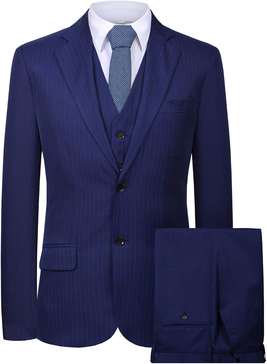 Hanayome Men's Slim Fit Suit Blazer Jacket Tux Vest & Trousers 3-Piece Suit Set