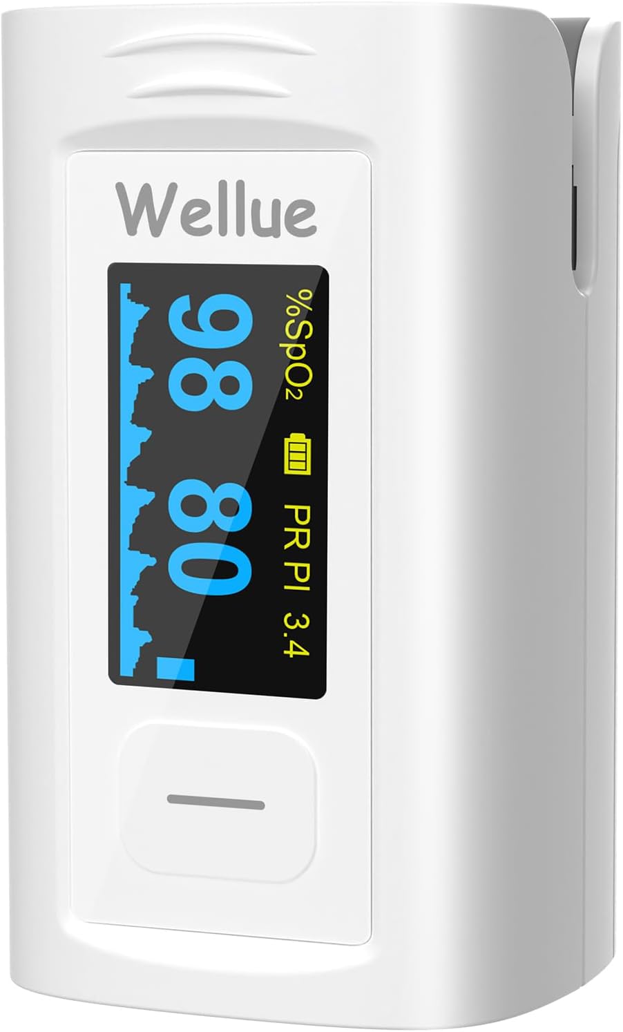 Wellue Pulse Oximeter Fingertip, Blood Oxygen Saturation Monitor with Built-in Memory, Beep reminder, OLED screen, Batteries and Lanyard