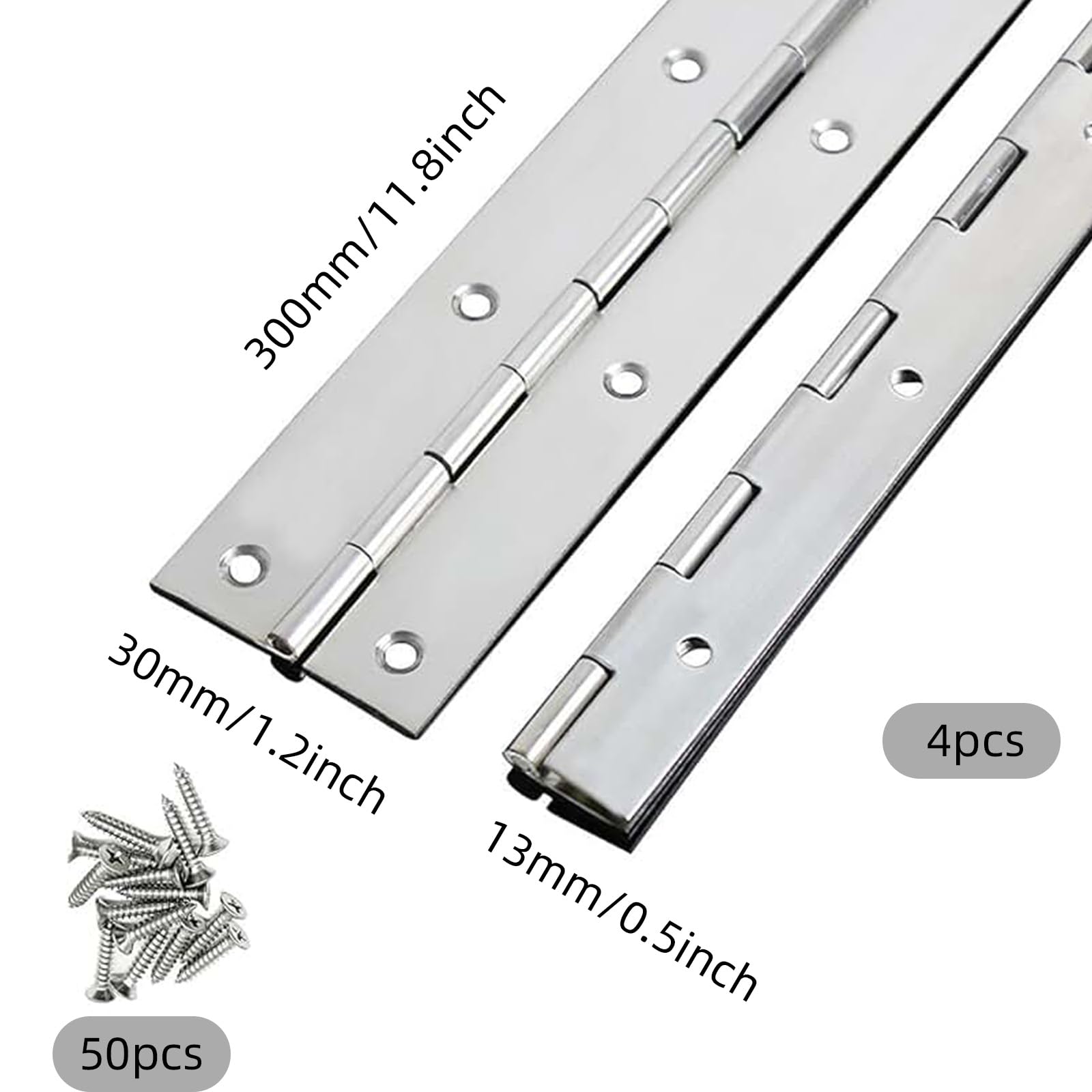 4PCS 12 Inch Piano Hinges Heavy Duty, 300mm Long Continuous Hinges with 50 Screws - Image 2