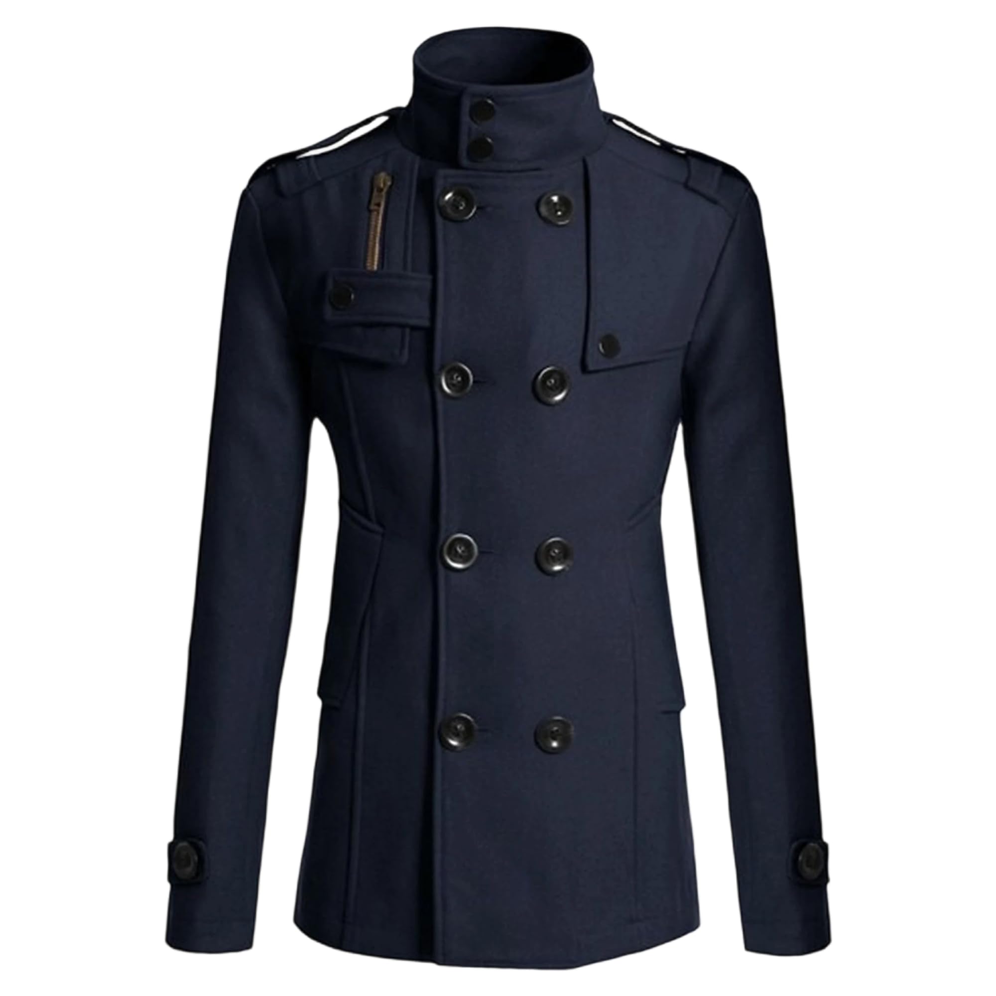 Abrigo térmico para hombre con solapa y bolsillos múltiples 8